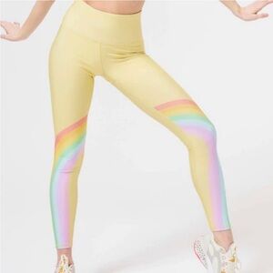 TEREZ Yellow Leggings with Rainbow Stripes